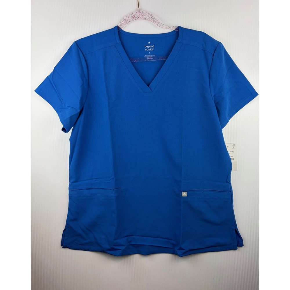 Beyond Scrubs Unity V-Neck Top Royal Blue Nursing Medical Uniform Large SBT107
